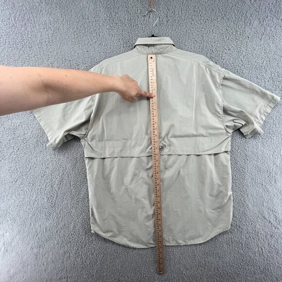 Columbia PFG Mens Size Medium Fishing Shirt Beige Vented Short Sleeve Vintage - Picture 14 of 14